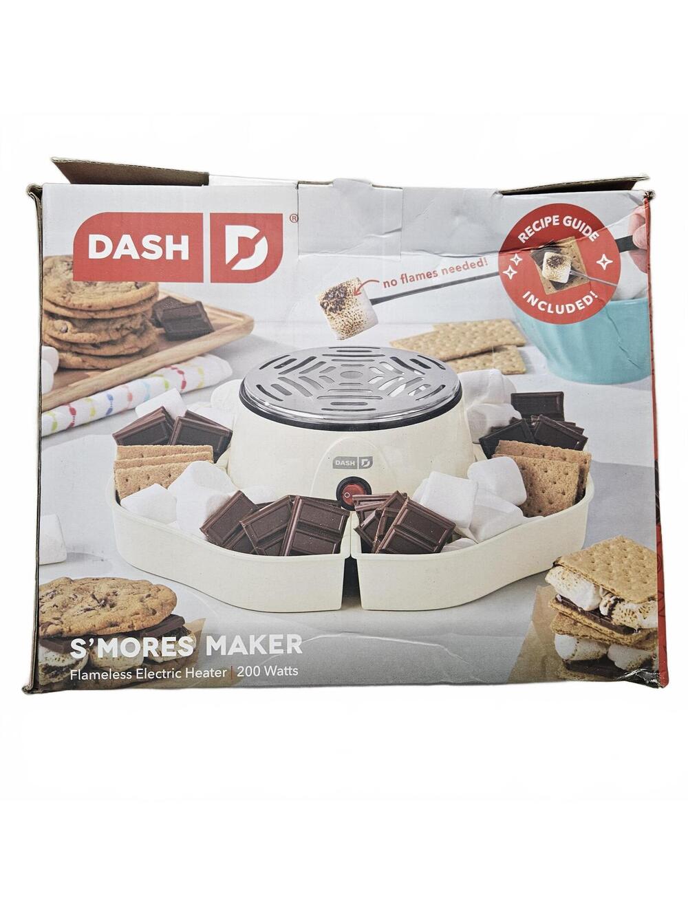 New Dash S'Mores Maker Flameless Electric Heater 200W with Recipe Guide